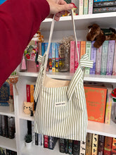 Load image into Gallery viewer, “Probably Books” Striped Fabric Shoulder Tote Bag
