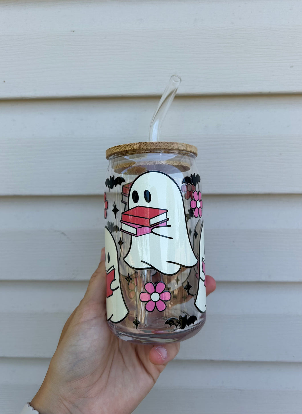 Reading Ghosts 16 oz Glass Can Cup