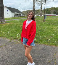 Load image into Gallery viewer, Red Button-up Sweater
