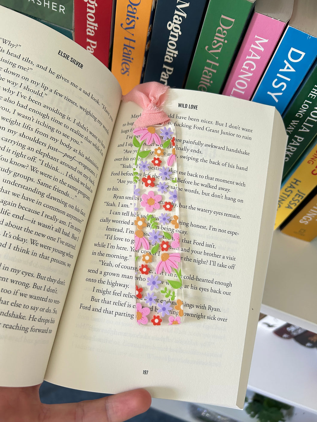 Pink & Purple Floral Acrylic Bookmark