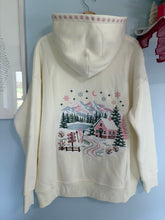 Load image into Gallery viewer, Oversized Ivory Pink Ski Lodge Mountain Cabin Hoodie

